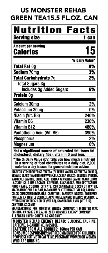 Monster Rehab Green Tea 15.5 oz 15 pack