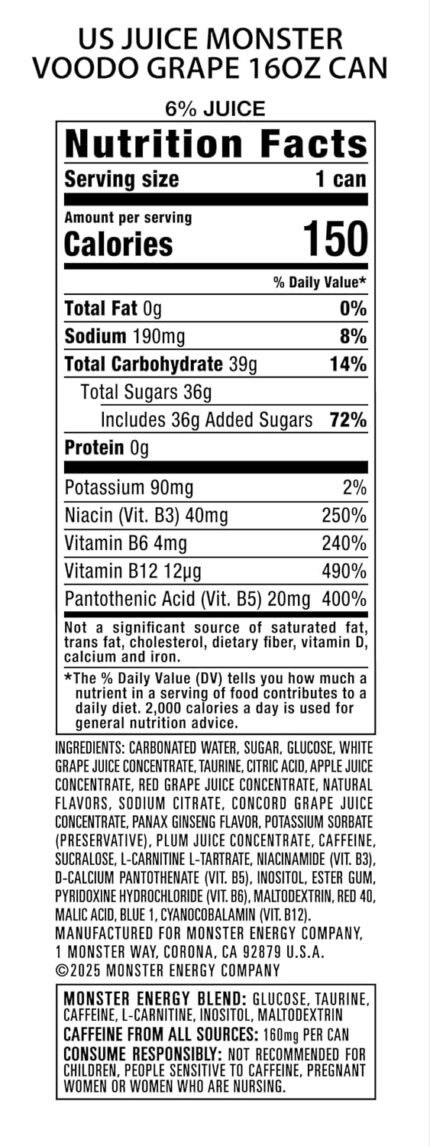 Monster Energy Voodoo Grape 16 oz 15 pack