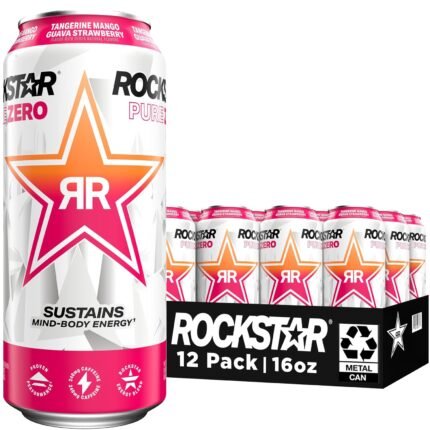 Rockstar Pure Zero Tangerine Mango Guava Strawberry 16 oz 12 pack