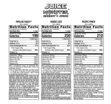 Juice Monster Variety Pack Pipeline Punch Mango Loco Pacific Punch