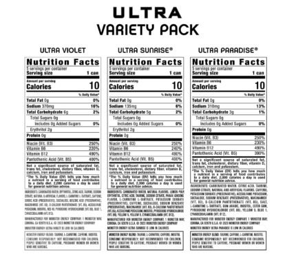 Monster Energy Ultra Variety Pack Violet Sunrise Paradise